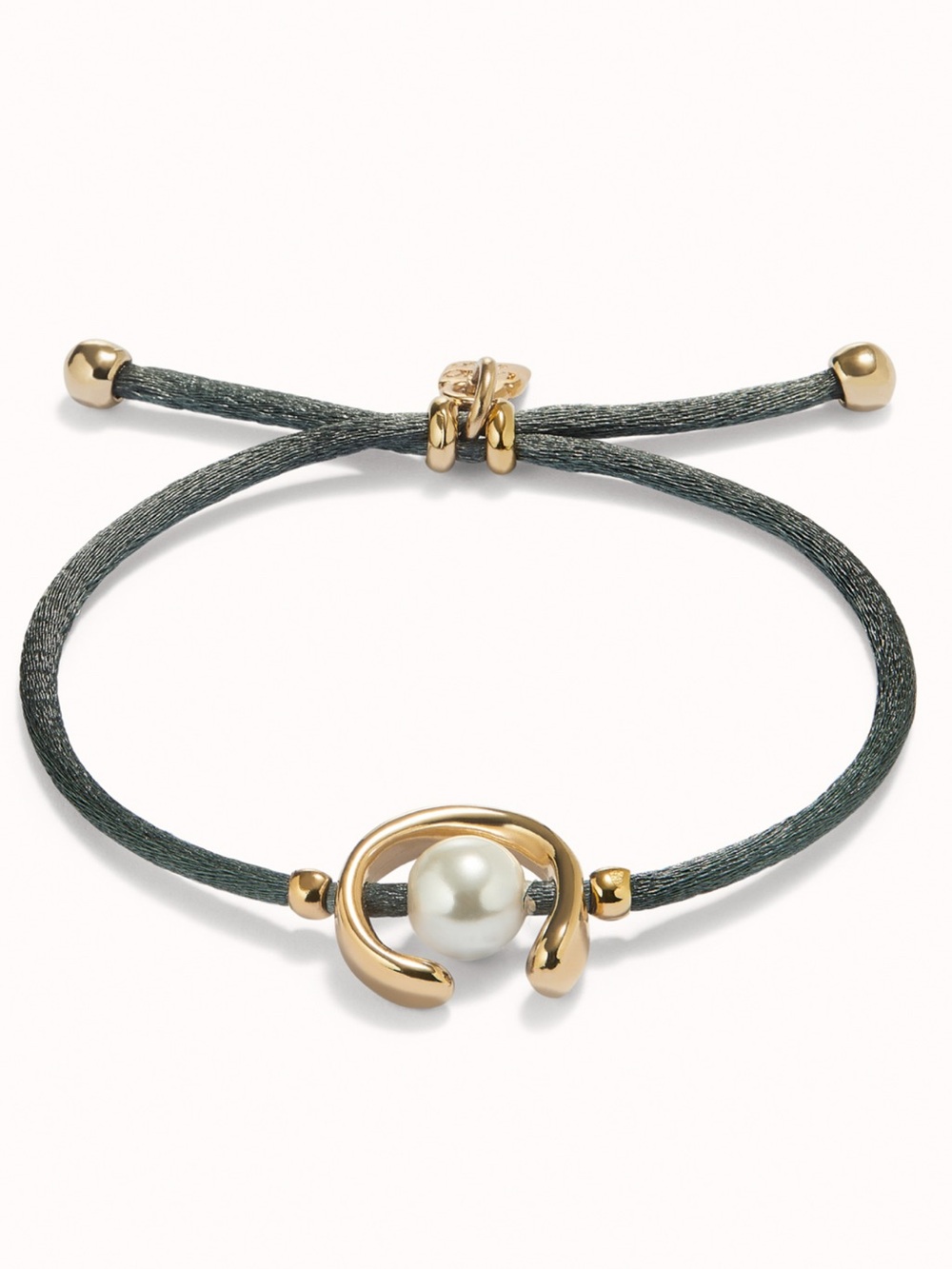 NWT. UNO de 50 Silver Cord Bracelet with Gold Pearl Charm